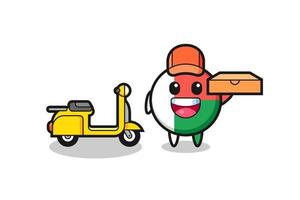 ilustração de personagem do distintivo da bandeira de Madagascar como entregador de pizza vetor