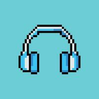 pixel fones de ouvido ícone em azul fundo vetor