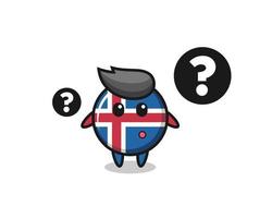 ilustração dos desenhos animados da bandeira da Islândia com o ponto de interrogação vetor