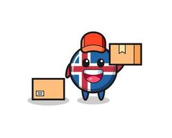 ilustração do mascote da bandeira da Islândia como mensageiro vetor
