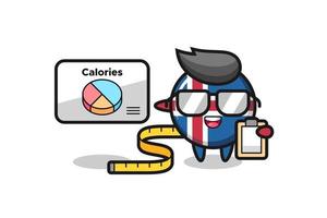 ilustração do mascote da bandeira da Islândia como nutricionista vetor