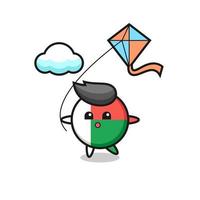 ilustração do mascote do emblema da bandeira de madagascar jogando pipa vetor