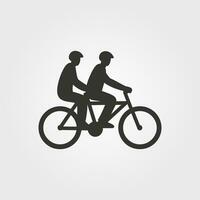 dois amigos indo em uma bicicleta ícone - simples vetor ilustração