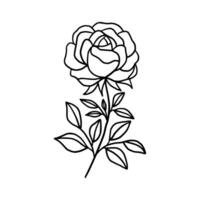 vintage mão desenhado rosa floral linha arte logotipo elemento vetor