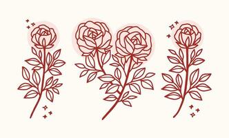 vintage mão desenhado rosa flor logotipo elemento coleção vetor