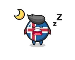 ilustração do personagem da bandeira da islândia dormindo à noite vetor
