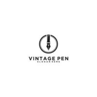 modelo de logotipo de caneta vintage em fundo branco vetor