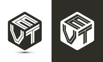 evt carta logotipo Projeto com ilustrador cubo logotipo, vetor logotipo moderno alfabeto Fonte sobreposição estilo.