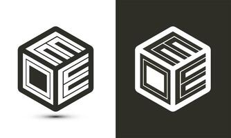 eoe carta logotipo Projeto com ilustrador cubo logotipo, vetor logotipo moderno alfabeto Fonte sobreposição estilo.