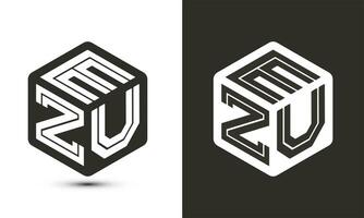 ezu carta logotipo Projeto com ilustrador cubo logotipo, vetor logotipo moderno alfabeto Fonte sobreposição estilo.