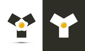 moderno ilustração logotipo Projeto inicial y combinar com frito ovo. vetor