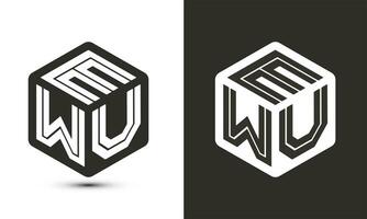 ewu carta logotipo Projeto com ilustrador cubo logotipo, vetor logotipo moderno alfabeto Fonte sobreposição estilo.