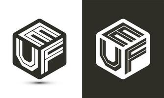 euf carta logotipo Projeto com ilustrador cubo logotipo, vetor logotipo moderno alfabeto Fonte sobreposição estilo.