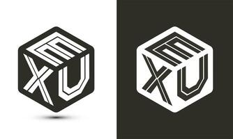 exu carta logotipo Projeto com ilustrador cubo logotipo, vetor logotipo moderno alfabeto Fonte sobreposição estilo.