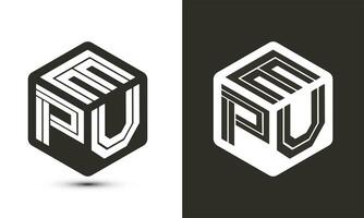 epu carta logotipo Projeto com ilustrador cubo logotipo, vetor logotipo moderno alfabeto Fonte sobreposição estilo.