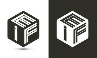 eif carta logotipo Projeto com ilustrador cubo logotipo, vetor logotipo moderno alfabeto Fonte sobreposição estilo.