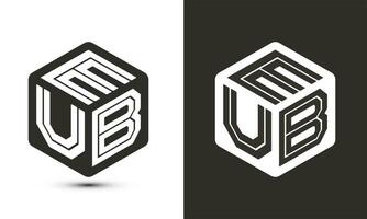 eub carta logotipo Projeto com ilustrador cubo logotipo, vetor logotipo moderno alfabeto Fonte sobreposição estilo.