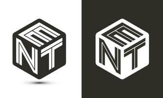 ent carta logotipo Projeto com ilustrador cubo logotipo, vetor logotipo moderno alfabeto Fonte sobreposição estilo.