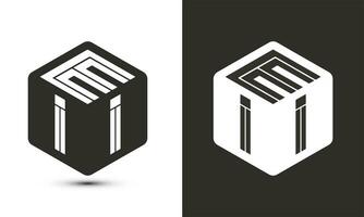 ei carta logotipo Projeto com ilustrador cubo logotipo, vetor logotipo moderno alfabeto Fonte sobreposição estilo.