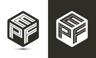epf carta logotipo Projeto com ilustrador cubo logotipo, vetor logotipo moderno alfabeto Fonte sobreposição estilo.