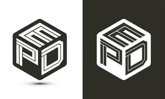 epd carta logotipo Projeto com ilustrador cubo logotipo, vetor logotipo moderno alfabeto Fonte sobreposição estilo.