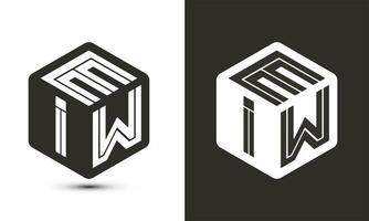 eiw carta logotipo Projeto com ilustrador cubo logotipo, vetor logotipo moderno alfabeto Fonte sobreposição estilo.