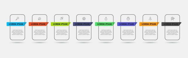 vetor infográfico Projeto o negócio modelo com ícones e 8 opções ou passos.