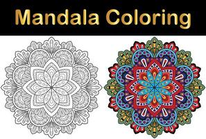 mandala flor para adulto coloração página vetor