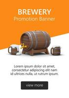publicidade bandeira do barril cerveja. natural qualidade bebidas a partir de moderno cervejaria vetor