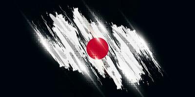 Japão bandeira dentro escova e grunge pintura estilo. vetor do japonês bandeira