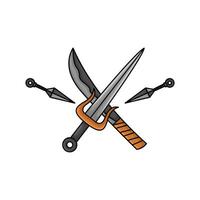 samurai, espada com kunai ilustração vetor