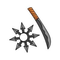 Shuriken com samurai ilustração vetor