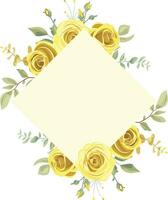 ilustração do floral quadro, Armação com amarelo e verde rosa folhas, para Casamento estacionário, saudações, papel de parede, moda, fundo, textura, invólucro vetor