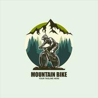 montanha bicicleta silhueta logotipo. bicicleta descida vintage logotipo ilustração vetor