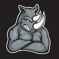 rinoceronte logotipo Projeto Esportes esport mascote personagem vetor