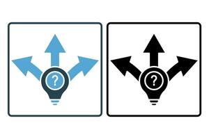 incerteza ícone. luz lâmpada com questão marca e seta. ícone relacionado para confusão. sólido ícone estilo. simples vetor Projeto editável