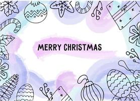 fundo de natal com elementos de design doodle e texto feliz natal vetor
