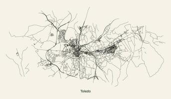 vetor cidade estrada mapa do toledo, Espanha