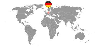 pin mapa com bandeira da Alemanha na ilustração do mundo map.vector. vetor