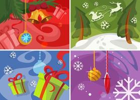 coleção de banners de Natal. desenhos de cartazes em estilo cartoon. vetor