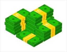 Pilha 3D de dinheiro. ícone isométrico da nota de dólar. ilustração vetorial de pacote de dólar empilhado vetor