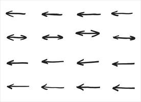 coleção do mão desenhado Setas; flechas, vetor definir. rabisco marcador desenhando