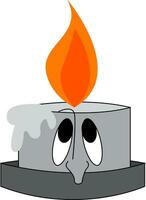 vetor ilustração do uma triste queimando cinzento vela em branco fundo.