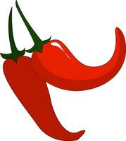 dois vermelho chilis com verde pecíolos vetor ilustração em branco fundo.