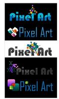 pixel arte logotipo, ilustração vetor