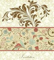 cartão de convite vintage com design floral abstrato retrô elegante ornamentado vetor