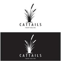 cattails ou rio cana Relva plantar logotipo projeto, aquático plantas, pântano, selvagem Relva vetor