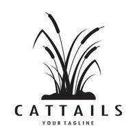 cattails ou rio cana Relva plantar logotipo projeto, aquático plantas, pântano, selvagem Relva vetor