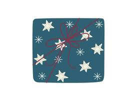caixa de presente de natal com ilustração vetorial de fita e arco, feliz natal e feliz ano novo festivo tradicional decoração de férias de inverno, ornamento para cartaz, cartão de saudação, adesivo vetor