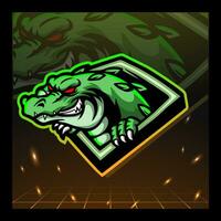 design de logotipo esport de mascote de crocodilo com raiva vetor